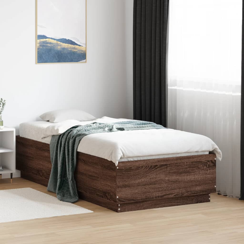 Cadre de lit avec LED sans matelas chêne marron 90x190 cm