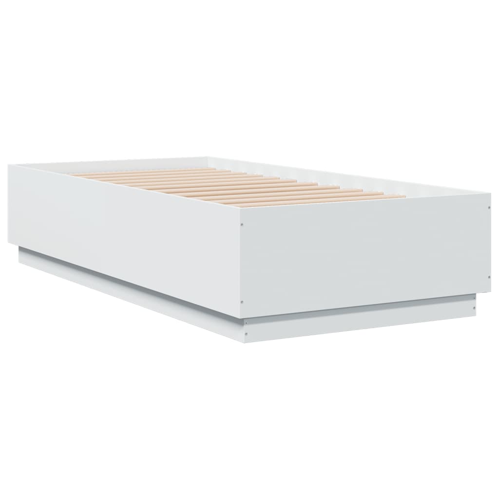 Cadre de lit avec LED sans matelas blanc 75x190 cm