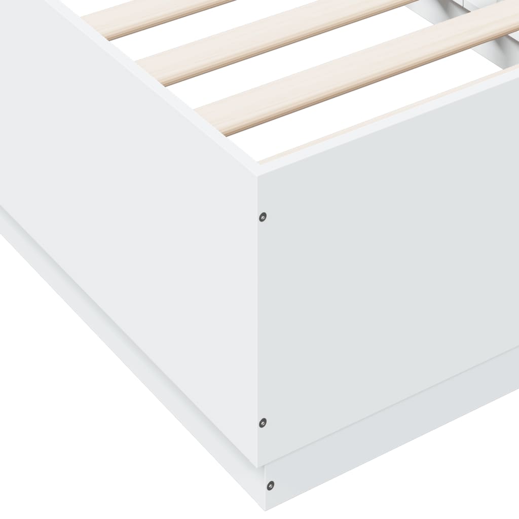 Cadre de lit avec LED sans matelas blanc 75x190 cm