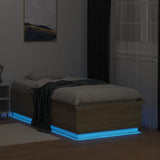 Cadre de lit avec LED sans matelas chêne sonoma 75x190 cm