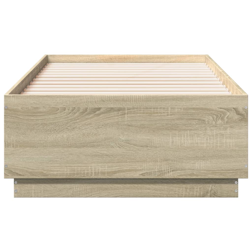 Cadre de lit avec LED sans matelas chêne sonoma 75x190 cm