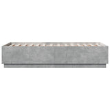 Cadre de lit avec LED sans matelas gris béton 75x190 cm