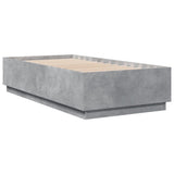 Cadre de lit avec LED sans matelas gris béton 75x190 cm