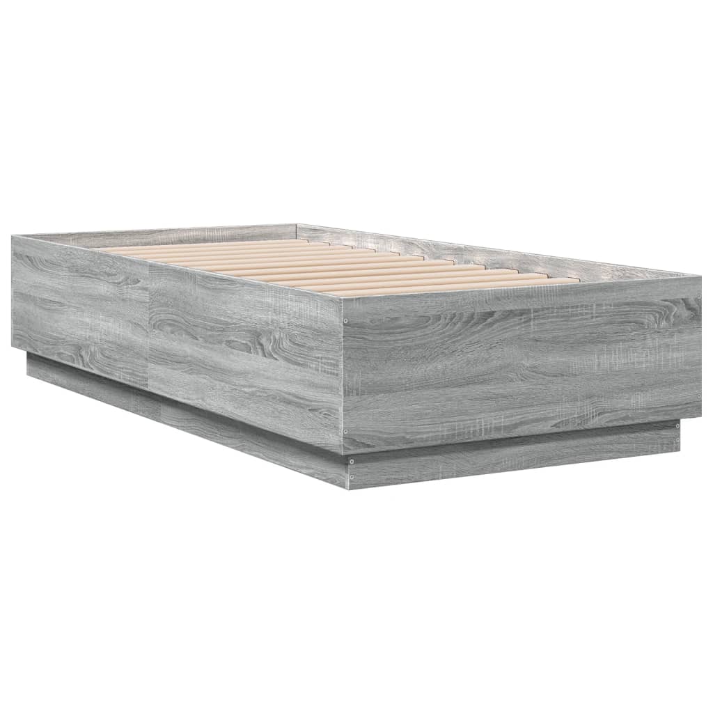 Cadre de lit avec LED sans matelas sonoma gris 75x190 cm