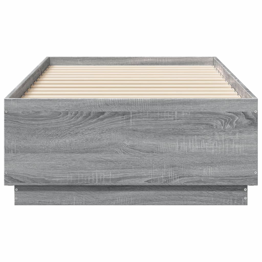 Cadre de lit avec LED sans matelas sonoma gris 75x190 cm