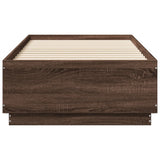 Cadre de lit avec LED sans matelas chêne marron 75x190 cm