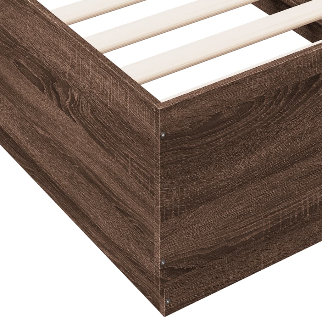 Cadre de lit avec LED sans matelas chêne marron 75x190 cm