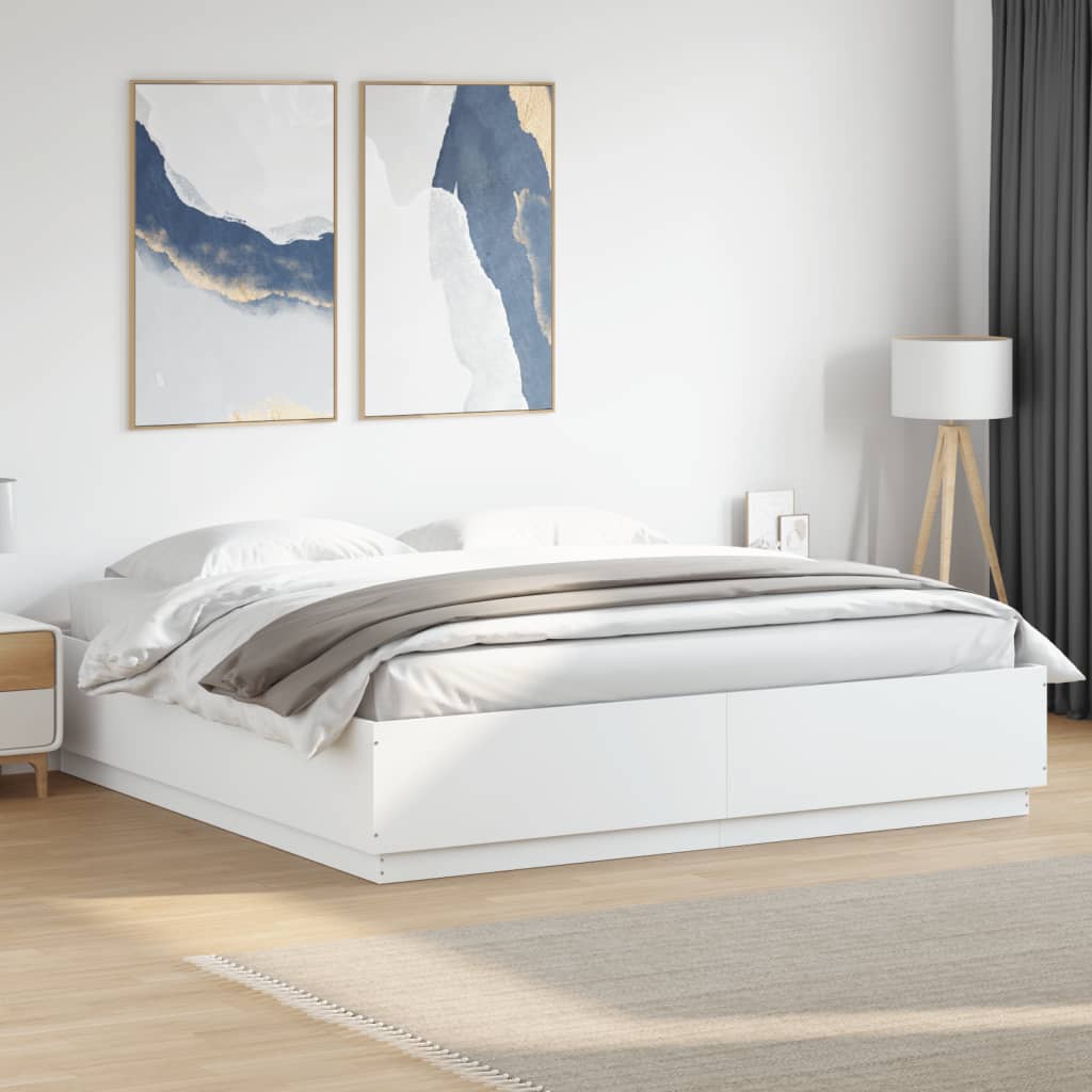 Cadre de lit sans matelas blanc 200x200 cm