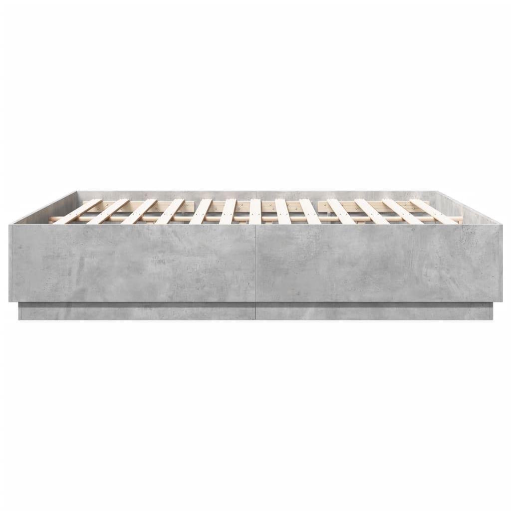 Cadre de lit sans matelas gris béton 200x200 cm