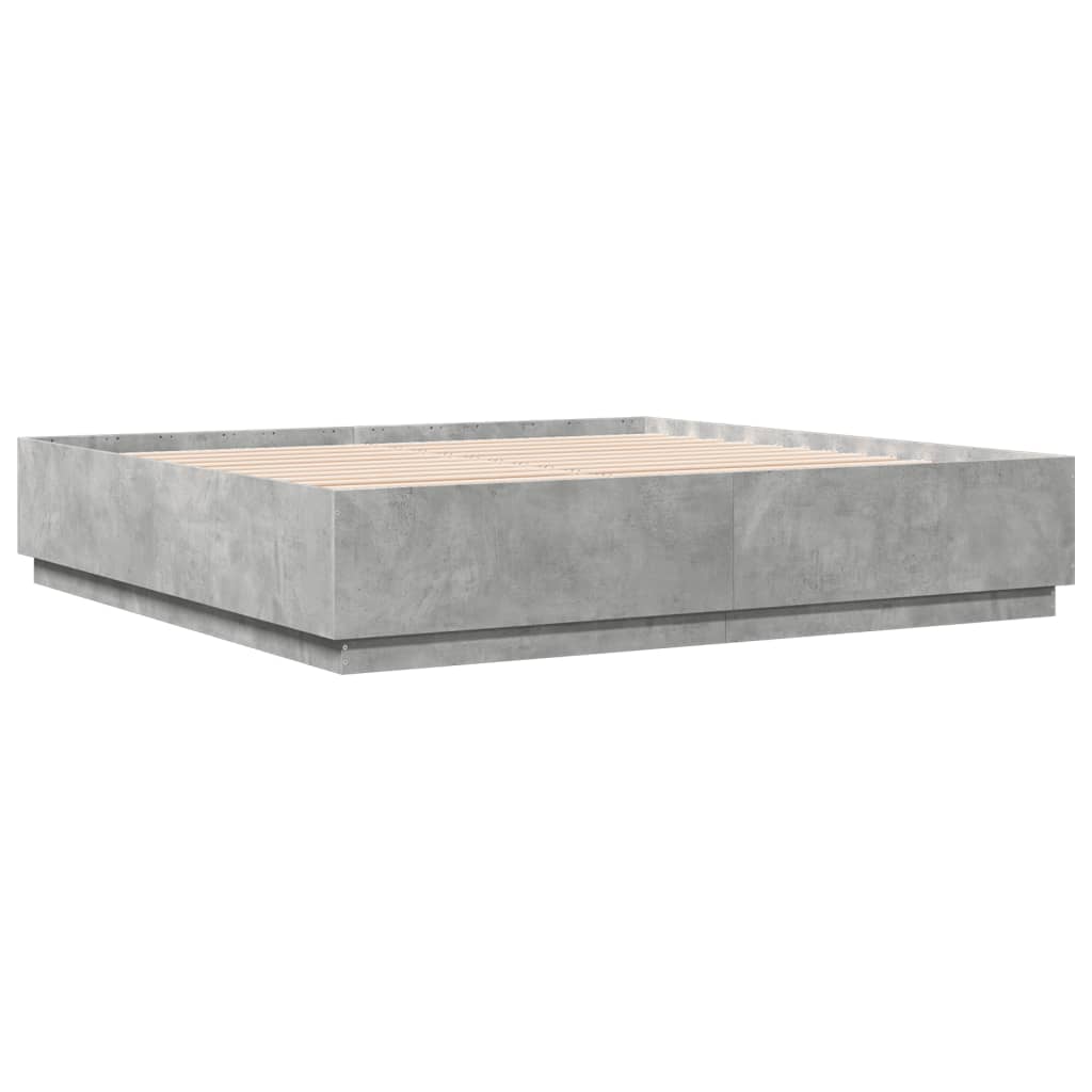 Cadre de lit sans matelas gris béton 200x200 cm