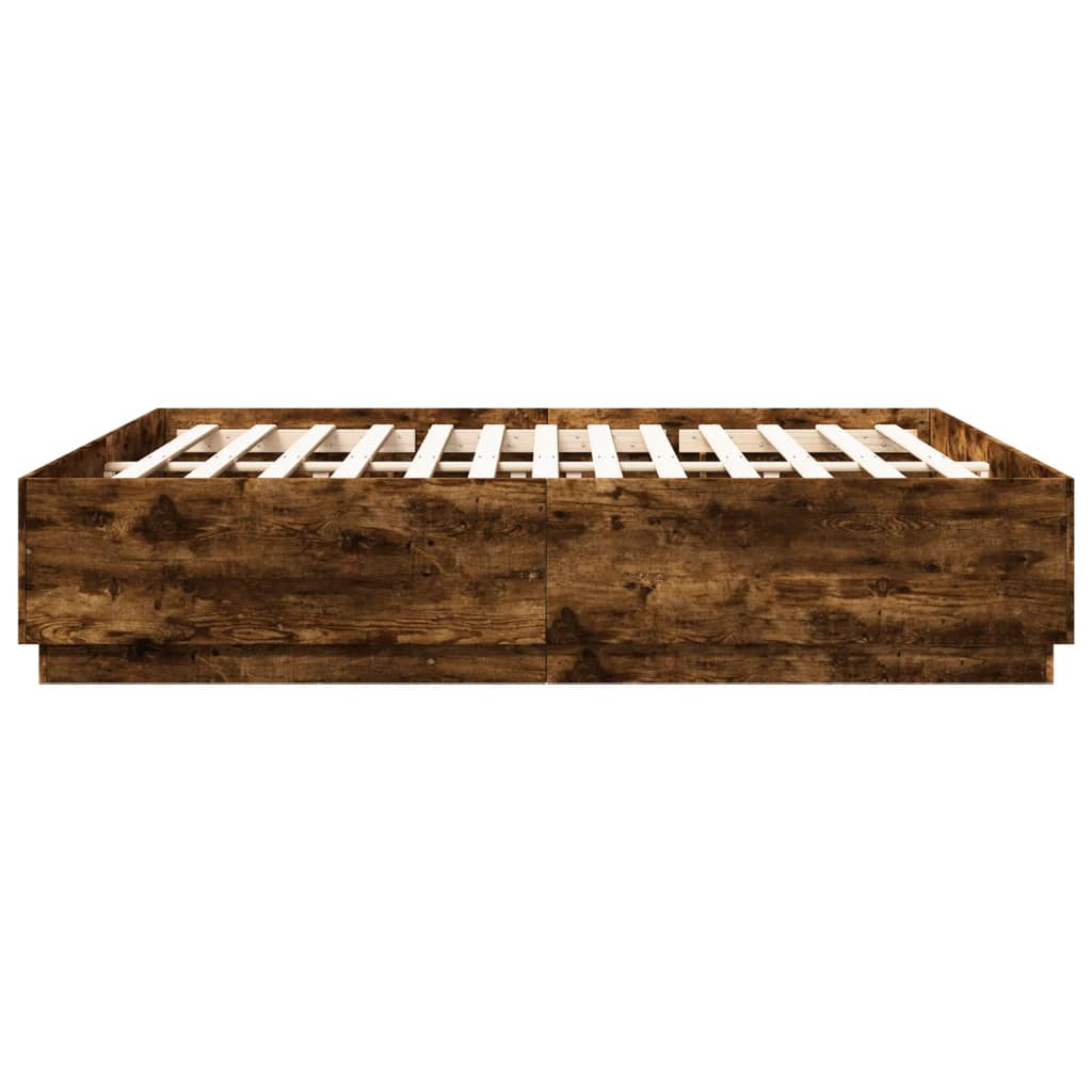 Cadre de lit sans matelas chêne fumé 200x200 cm