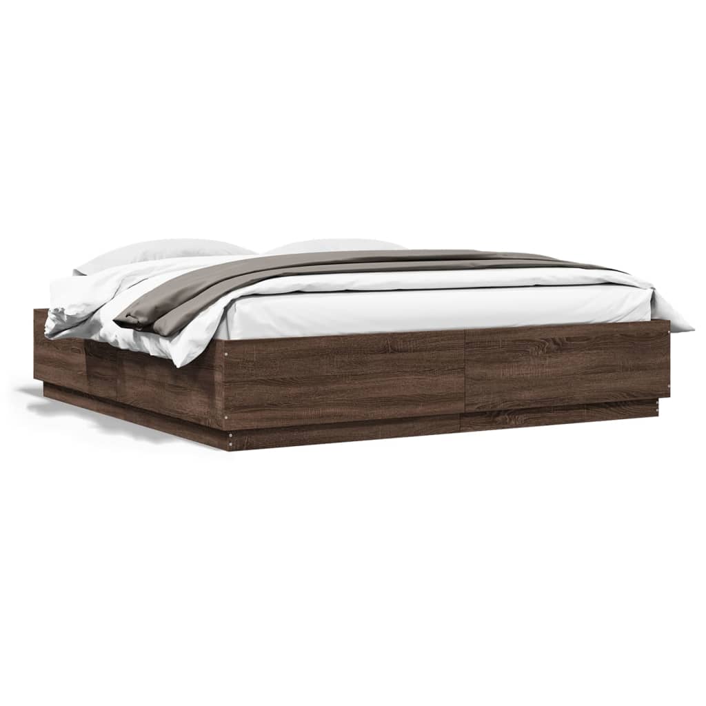 Bed frame without mattress brown oak 200x200 cm