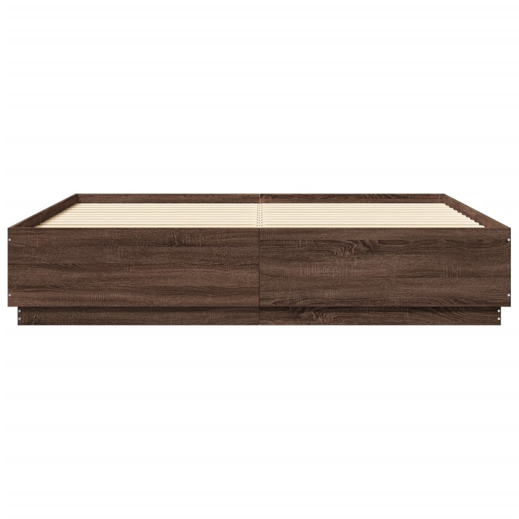 Bed frame without mattress brown oak 200x200 cm