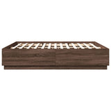 Bed frame without mattress brown oak 200x200 cm