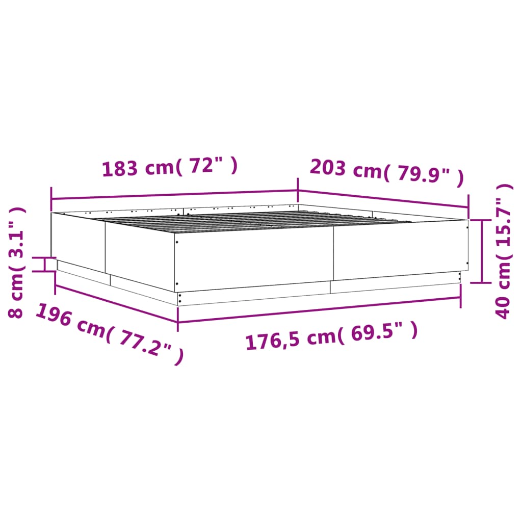 Cadre de lit sans matelas blanc 180x200 cm