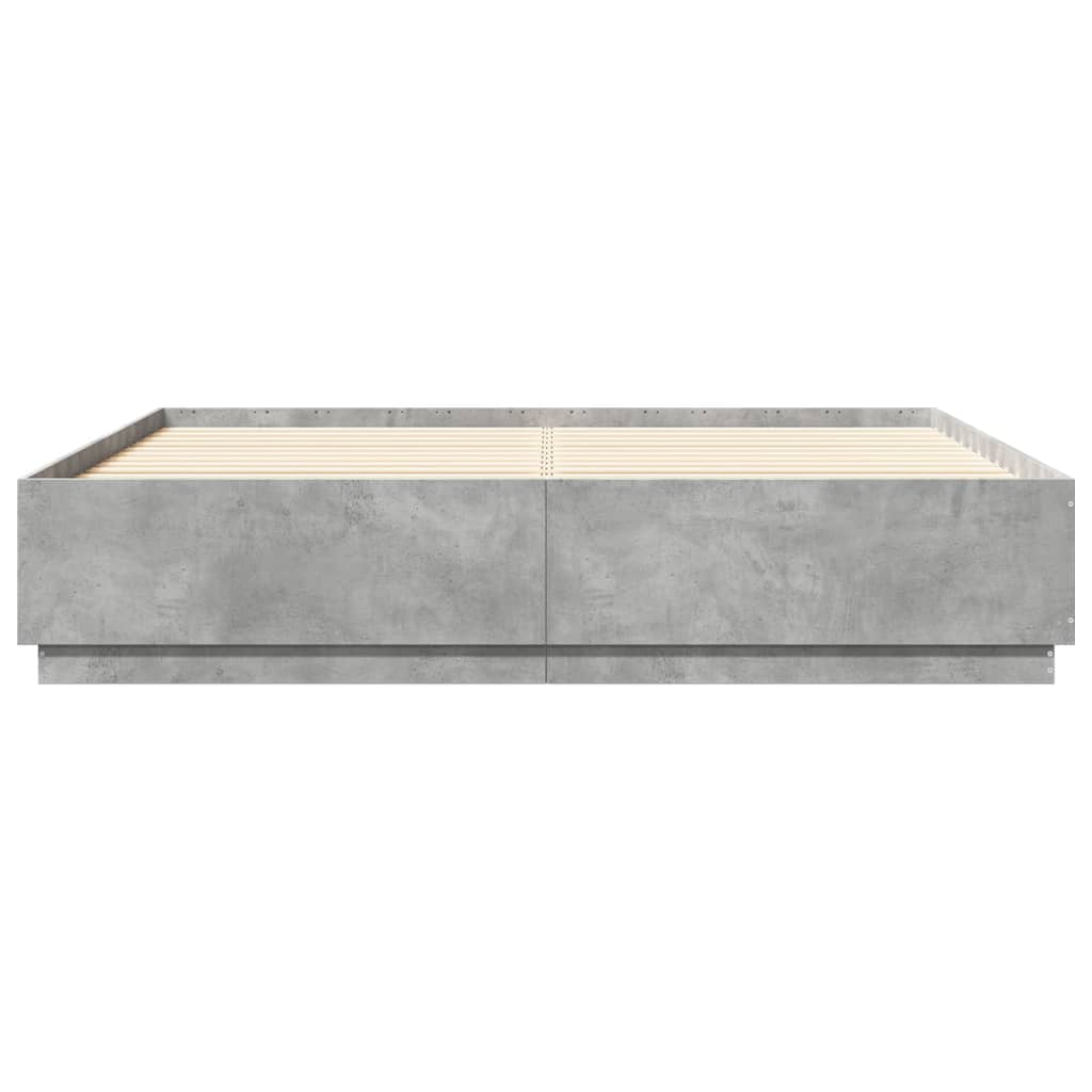 Bed frame without mattress concrete gray 180x200 cm