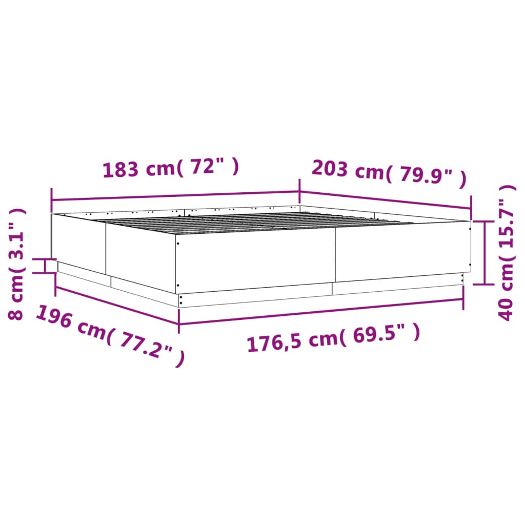 Cadre de lit sans matelas sonoma gris 180x200 cm