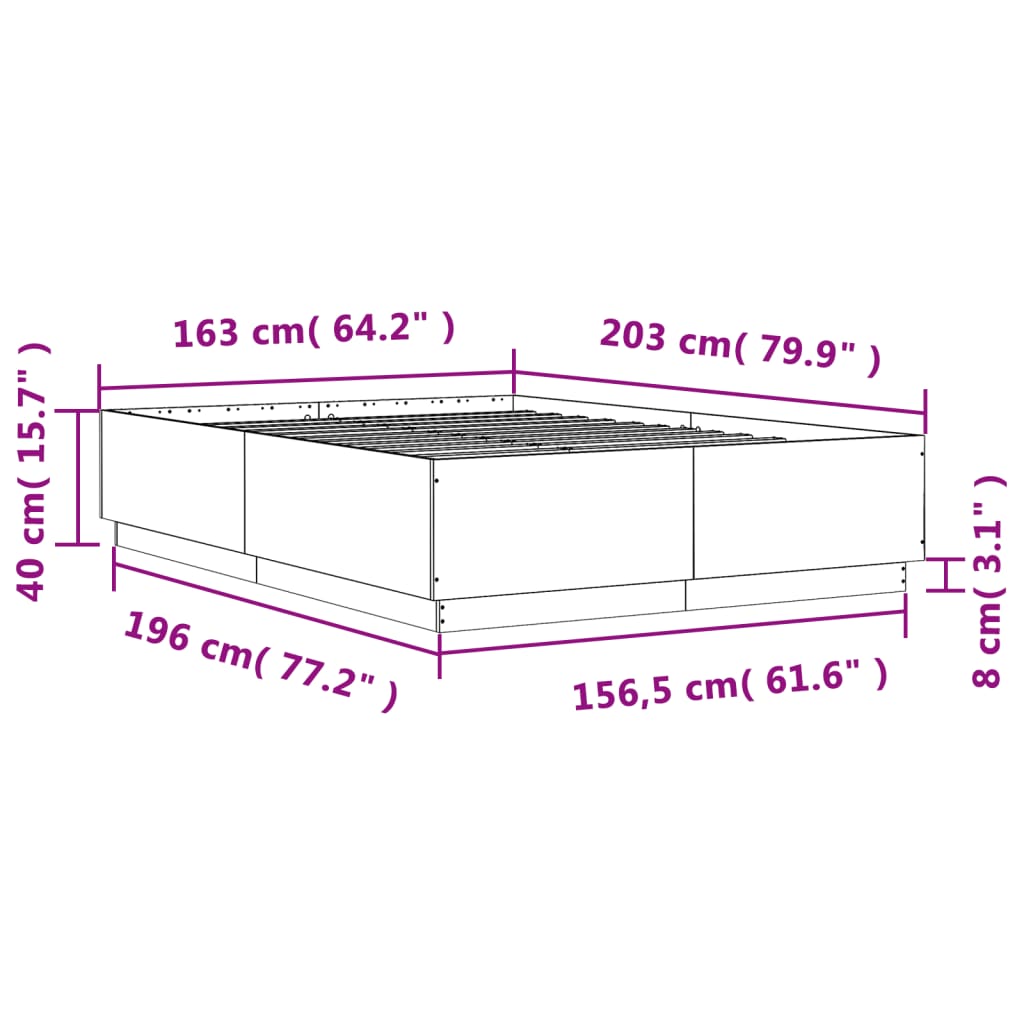 Bed frame without mattress black 160x200 cm