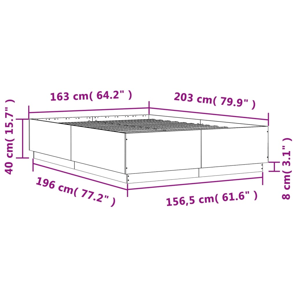 Cadre de lit sans matelas sonoma gris 160x200 cm