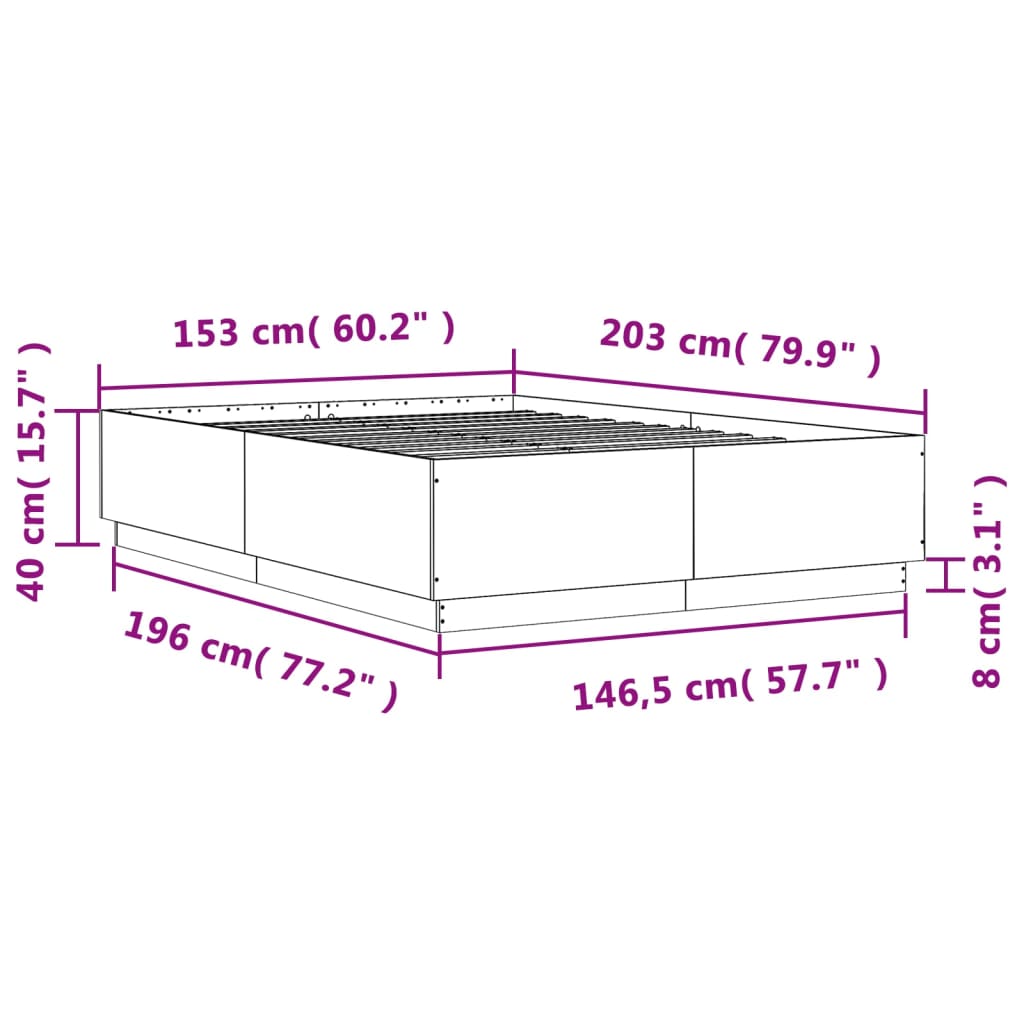 Cadre de lit sans matelas noir 150x200 cm