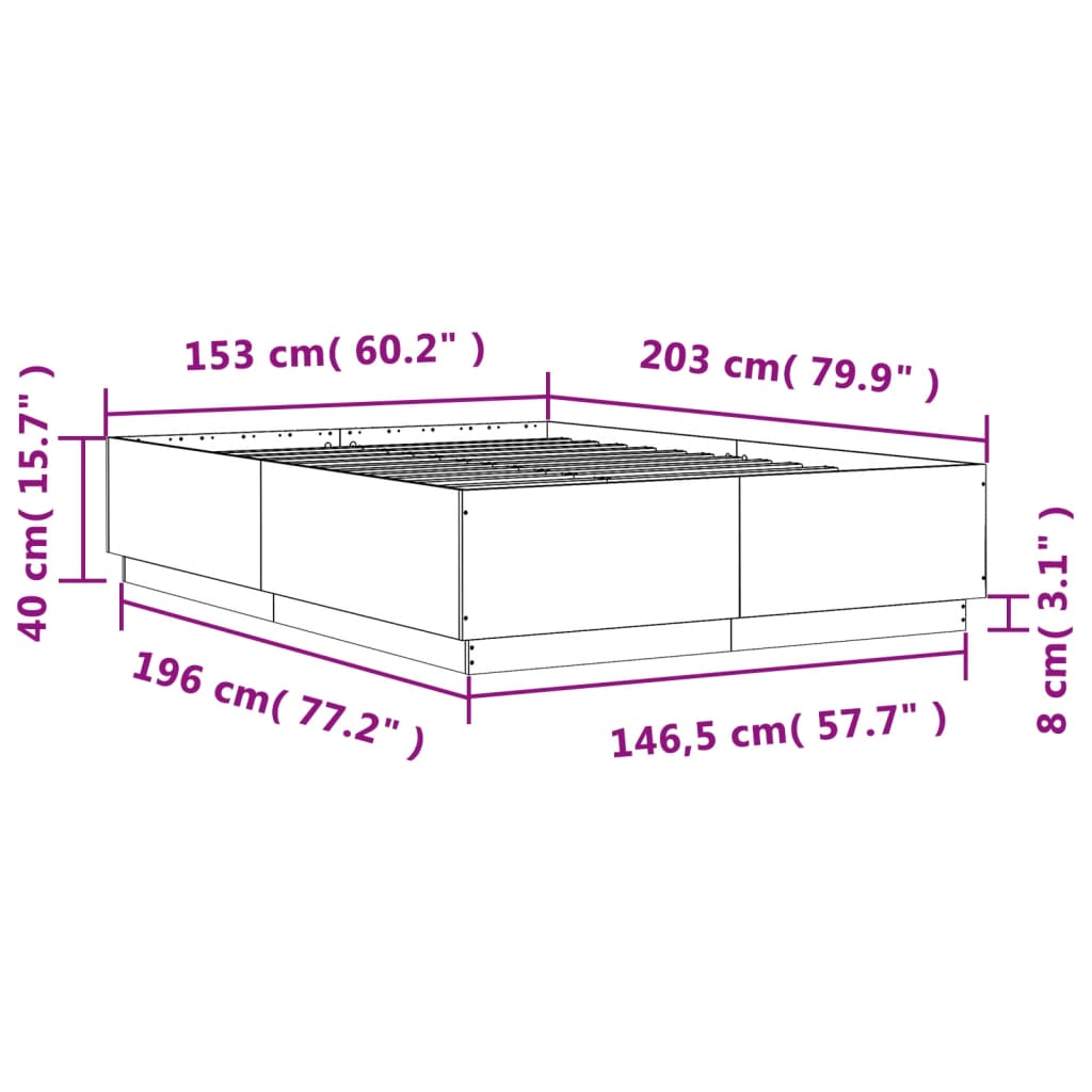 Cadre de lit sans matelas chêne sonoma 150x200 cm