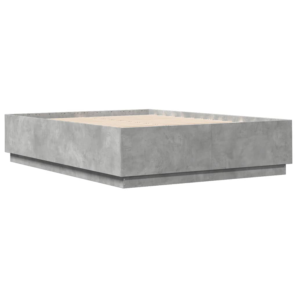 Cadre de lit sans matelas gris béton 150x200 cm