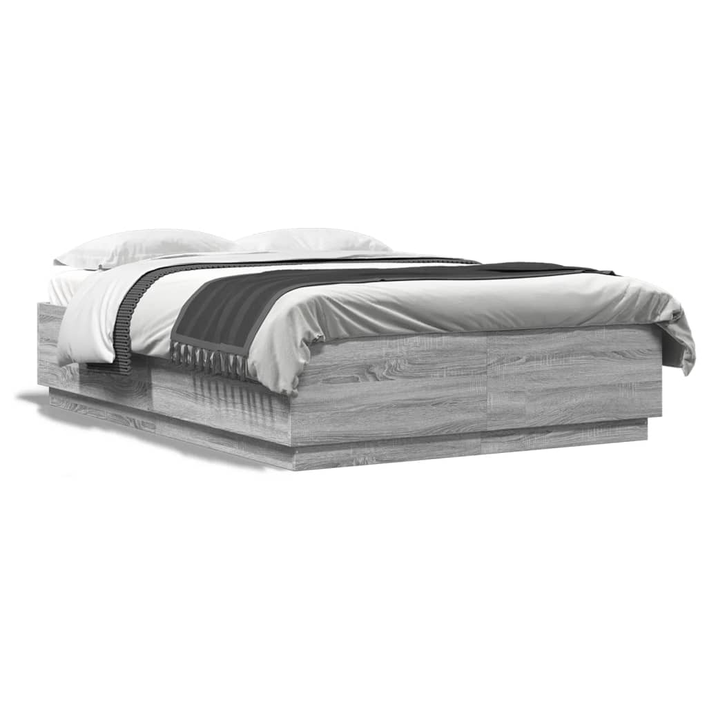 Cadre de lit sans matelas sonoma gris 150x200 cm