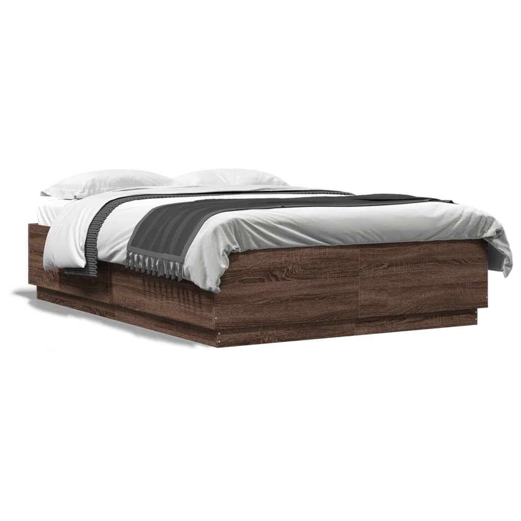 Cadre de lit sans matelas chêne marron 150x200 cm