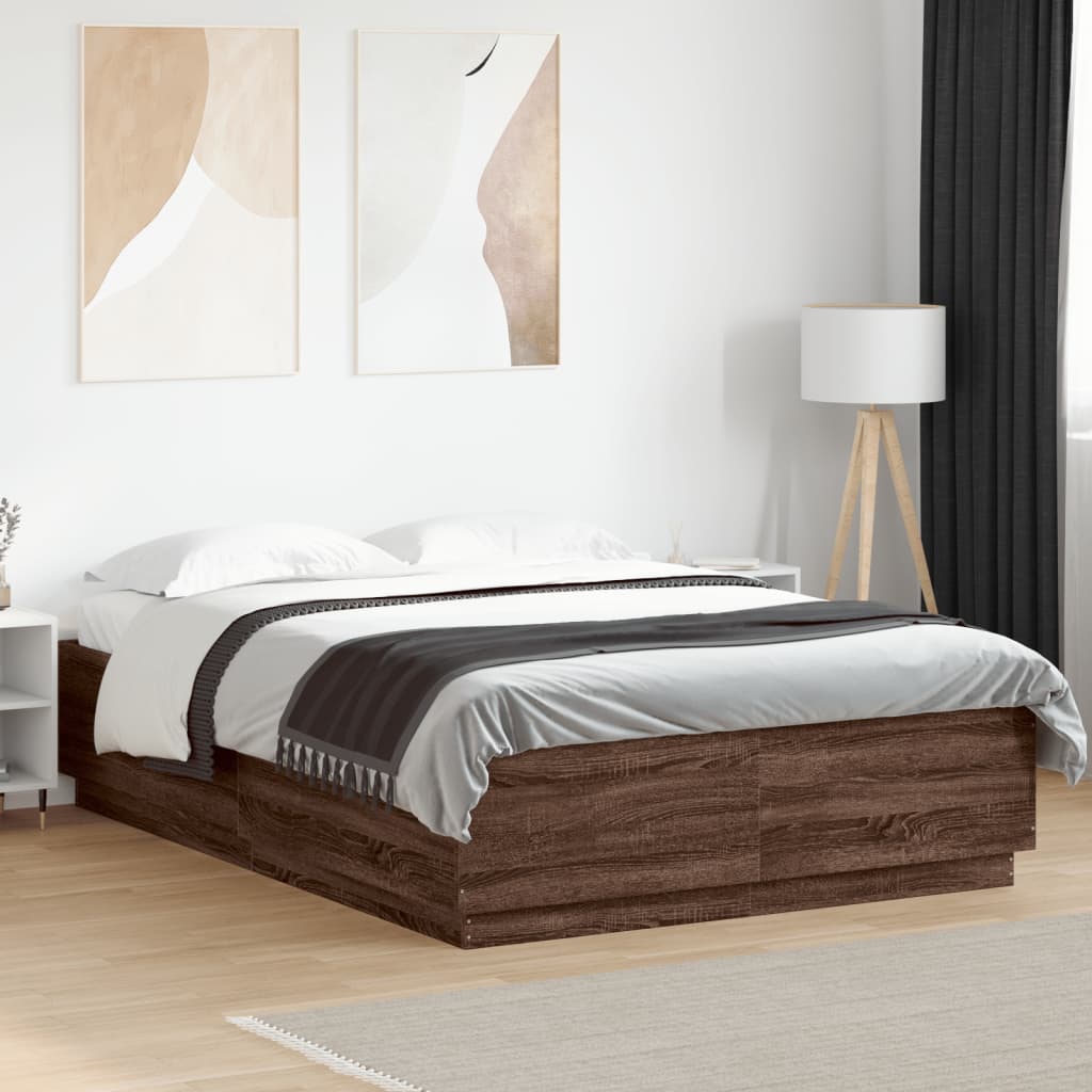 Cadre de lit sans matelas chêne marron 150x200 cm