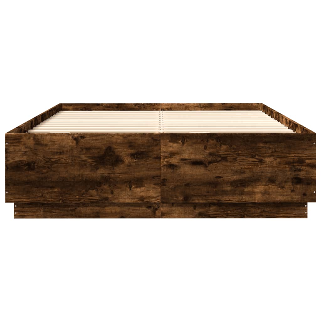 Bed frame without mattress smoked oak 140x200 cm