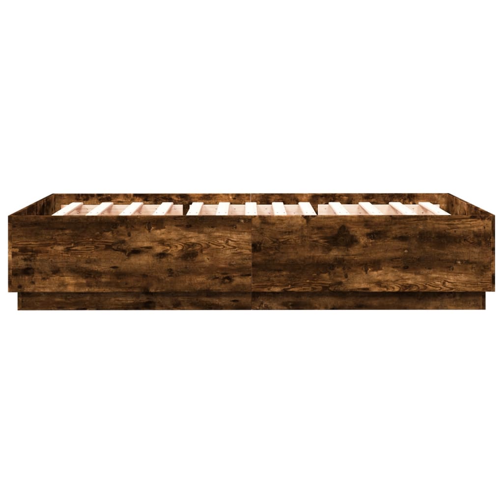 Bed frame without mattress smoked oak 140x200 cm