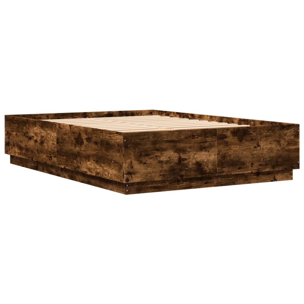 Bed frame without mattress smoked oak 140x200 cm