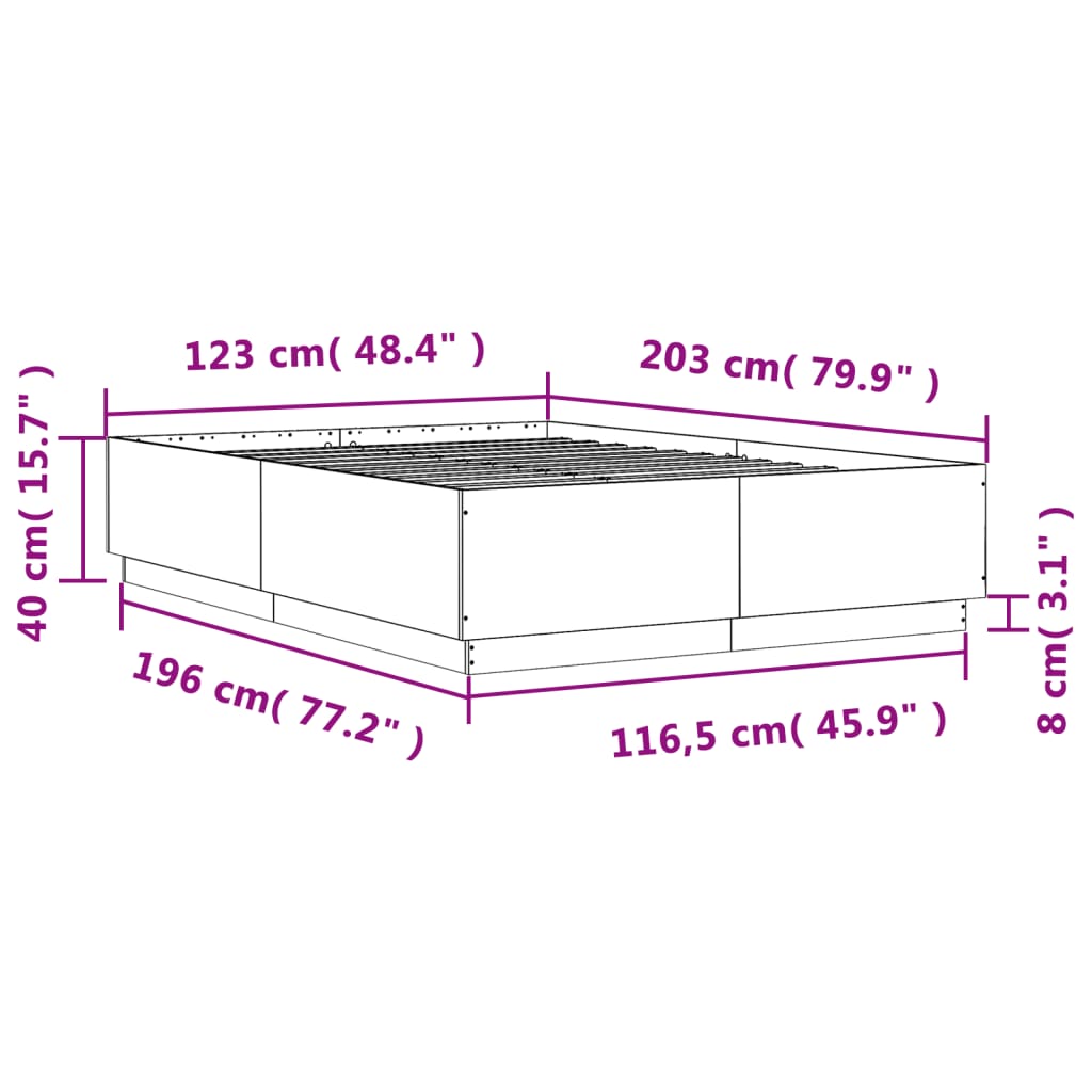 Cadre de lit sans matelas blanc 120x200 cm