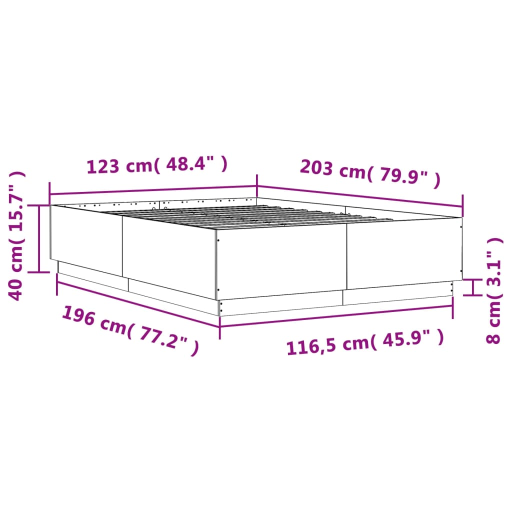 Cadre de lit sans matelas chêne sonoma 120x200 cm