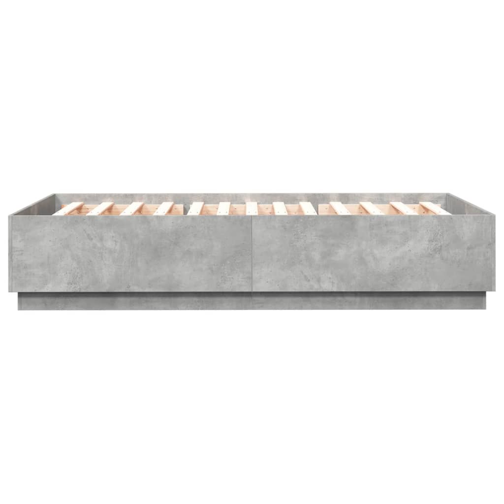 Cadre de lit sans matelas gris béton 120x200 cm