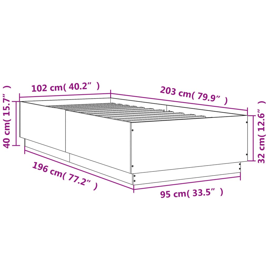 Cadre de lit sans matelas blanc 100x200 cm