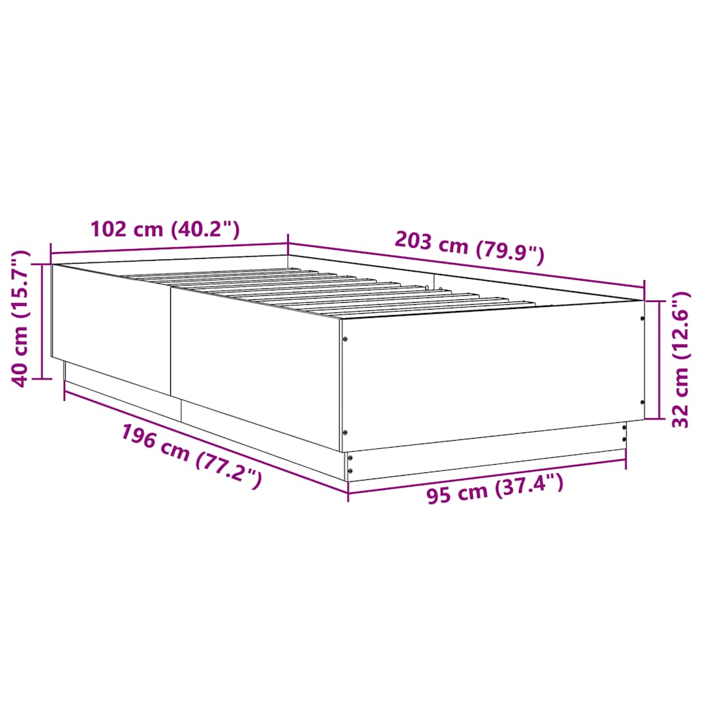 Cadre de lit sans matelas noir 100x200 cm