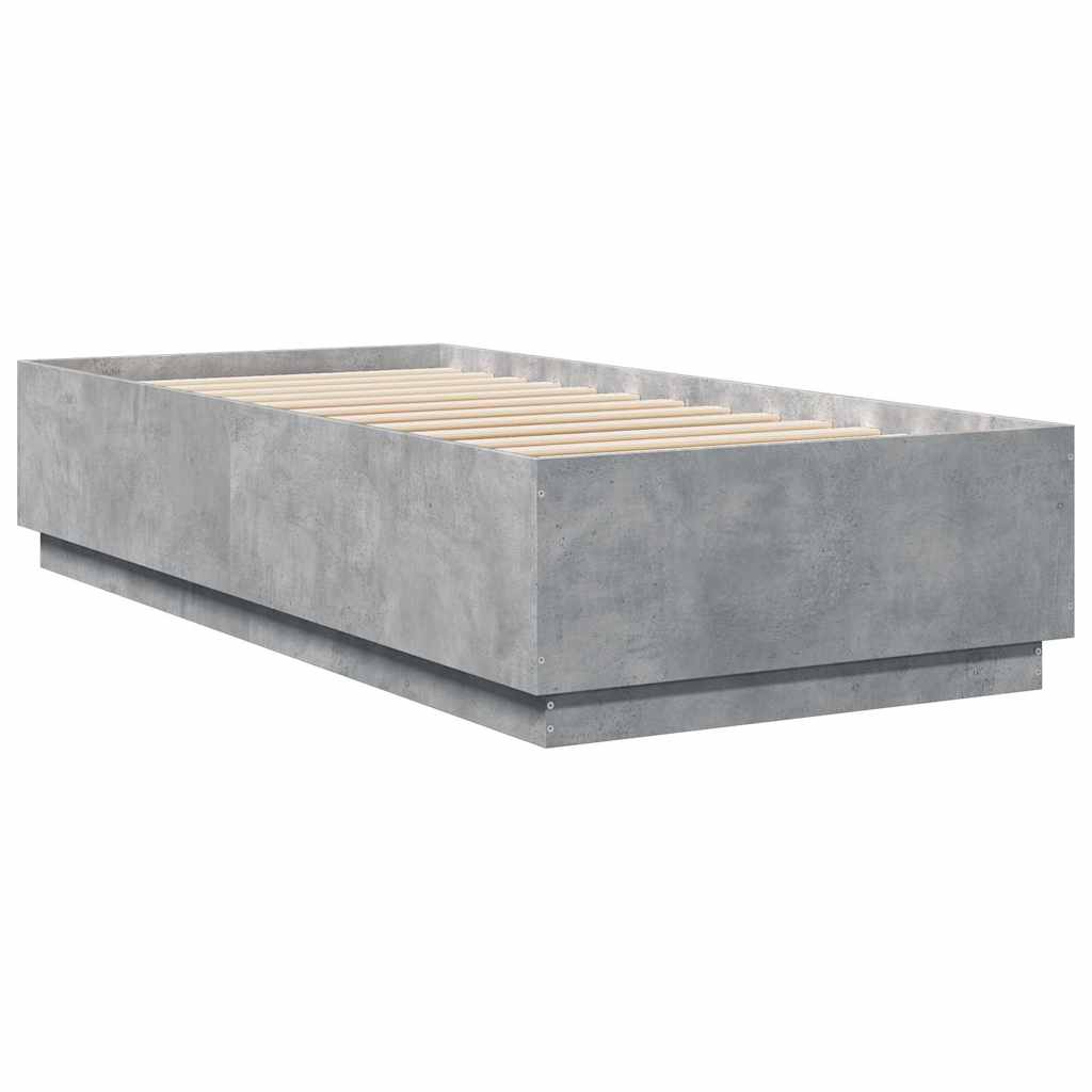 Cadre de lit sans matelas gris béton 100x200 cm