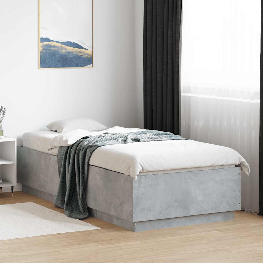 Cadre de lit sans matelas gris béton 100x200 cm