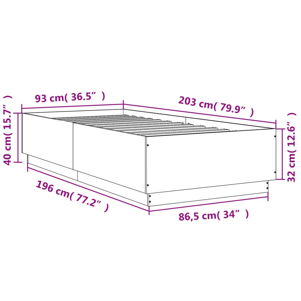 Cadre de lit sans matelas blanc 90x200 cm