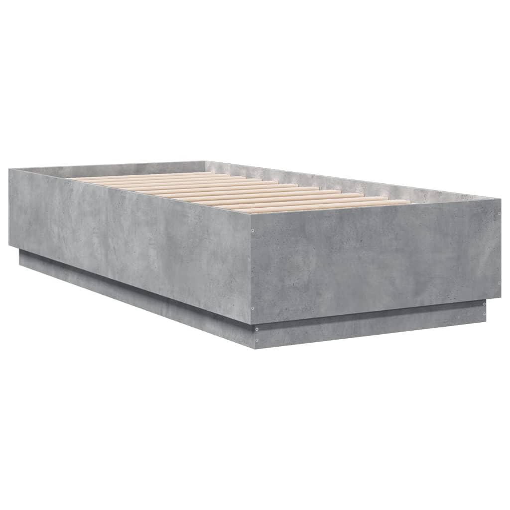 Cadre de lit sans matelas gris béton 90x200 cm