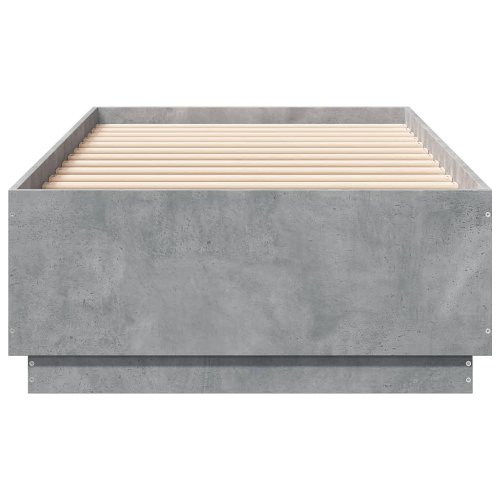 Cadre de lit sans matelas gris béton 90x200 cm