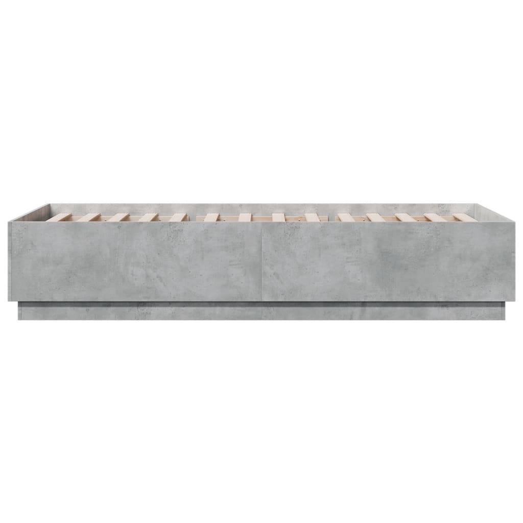 Cadre de lit sans matelas gris béton 90x200 cm