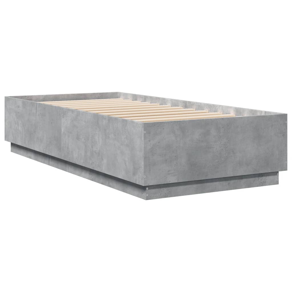 Cadre de lit sans matelas gris béton 90x200 cm