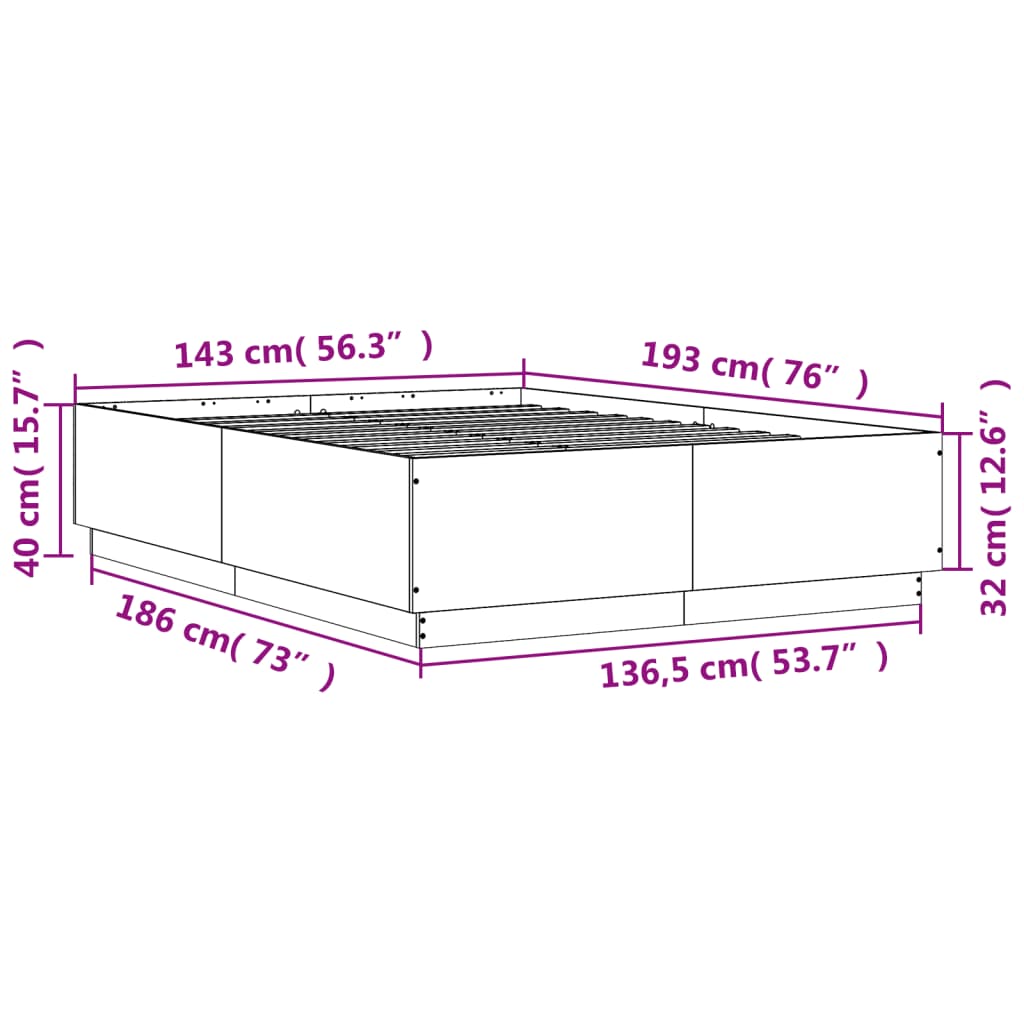 Cadre de lit sans matelas noir 140x190 cm