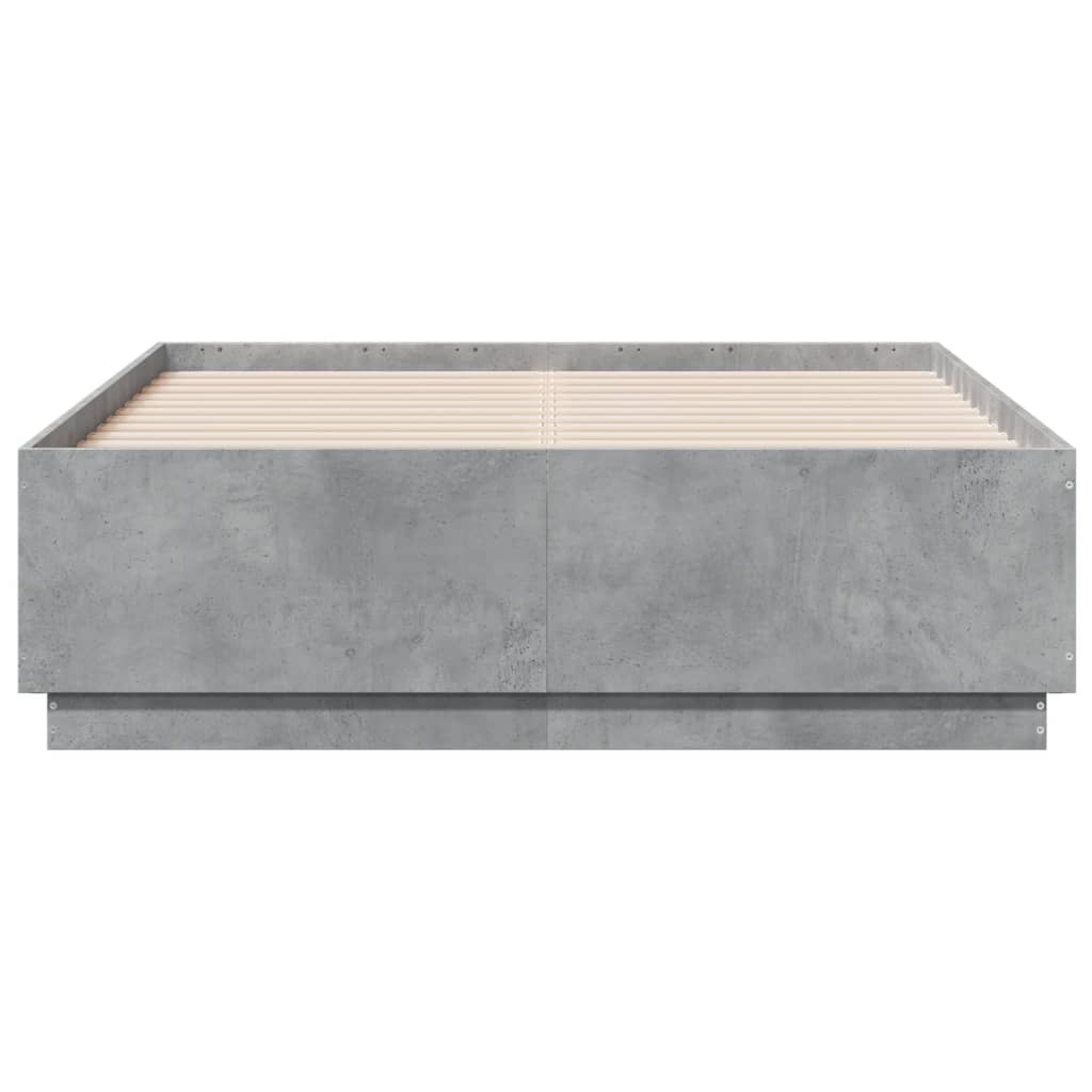 Cadre de lit sans matelas gris béton 140x190 cm