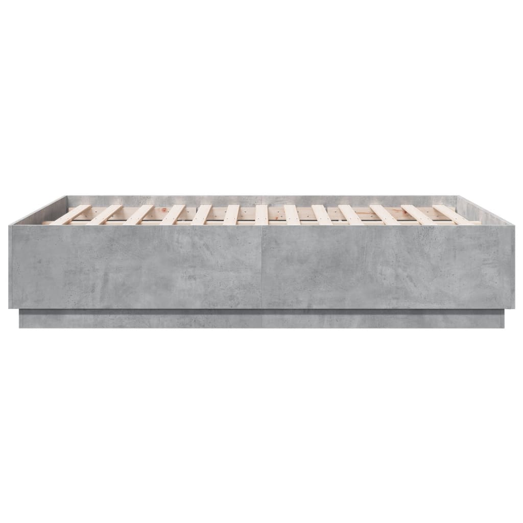 Cadre de lit sans matelas gris béton 140x190 cm