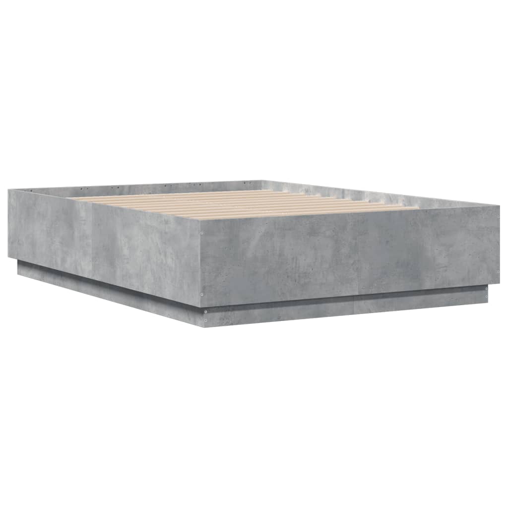 Cadre de lit sans matelas gris béton 140x190 cm