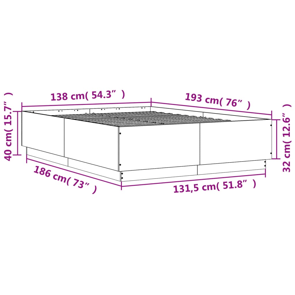 Cadre de lit sans matelas blanc 135x190 cm