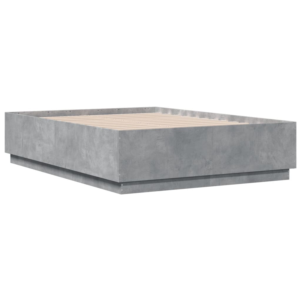 Cadre de lit sans matelas gris béton 135x190 cm